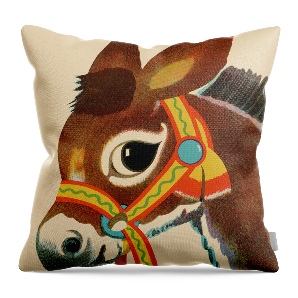 Animal Throw Pillow featuring the drawing Donkey #6 by CSA Images