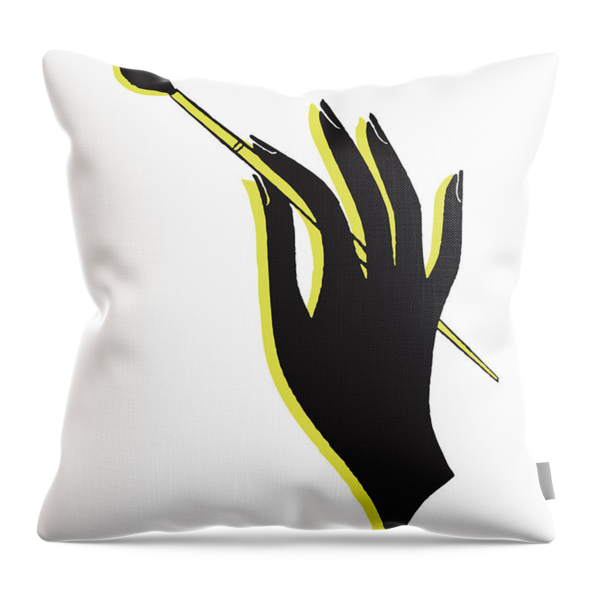 Art Throw Pillow featuring the drawing Hand Holding Paint Brush #6 by CSA Images