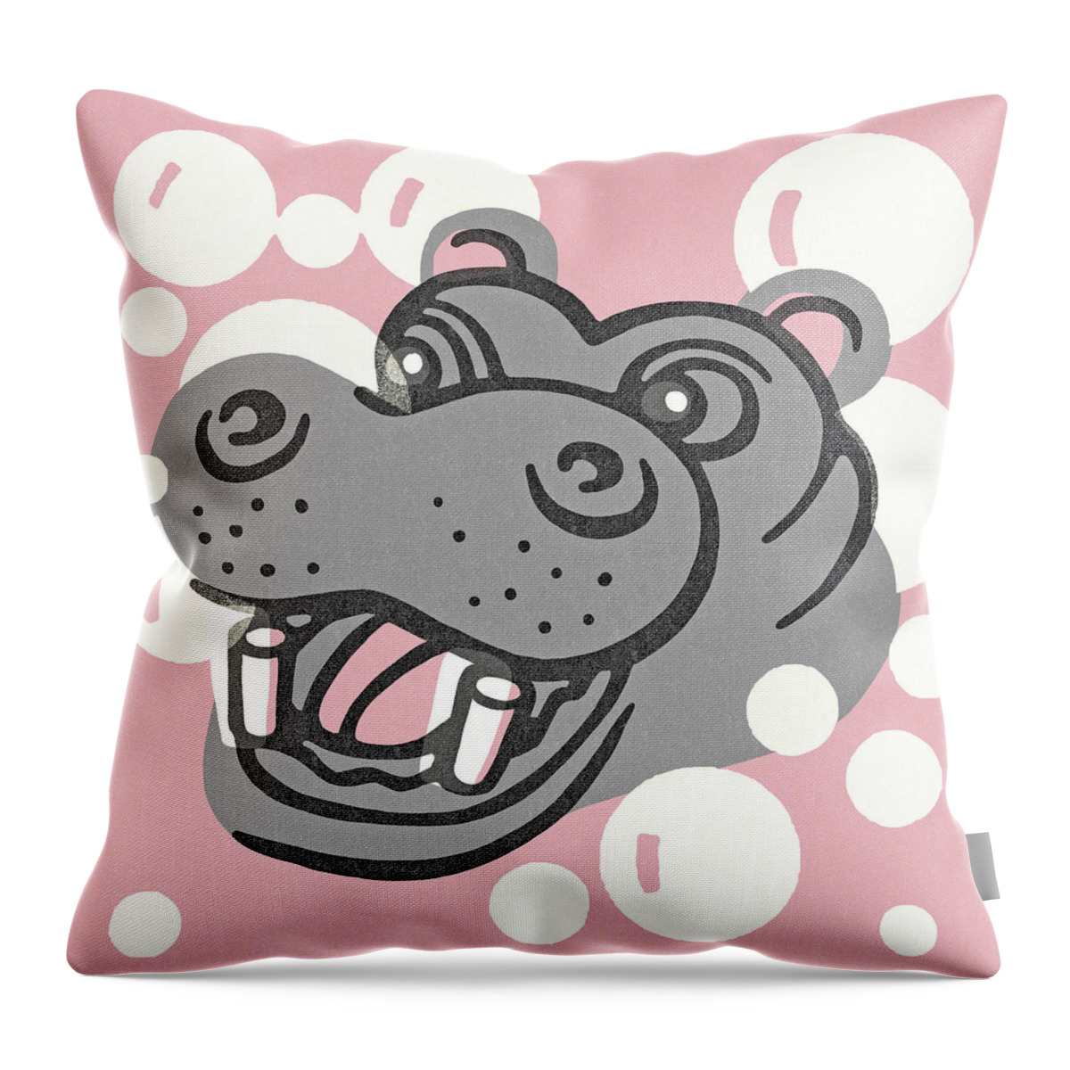 Animal Throw Pillow featuring the drawing Hippopotamus #6 by CSA Images