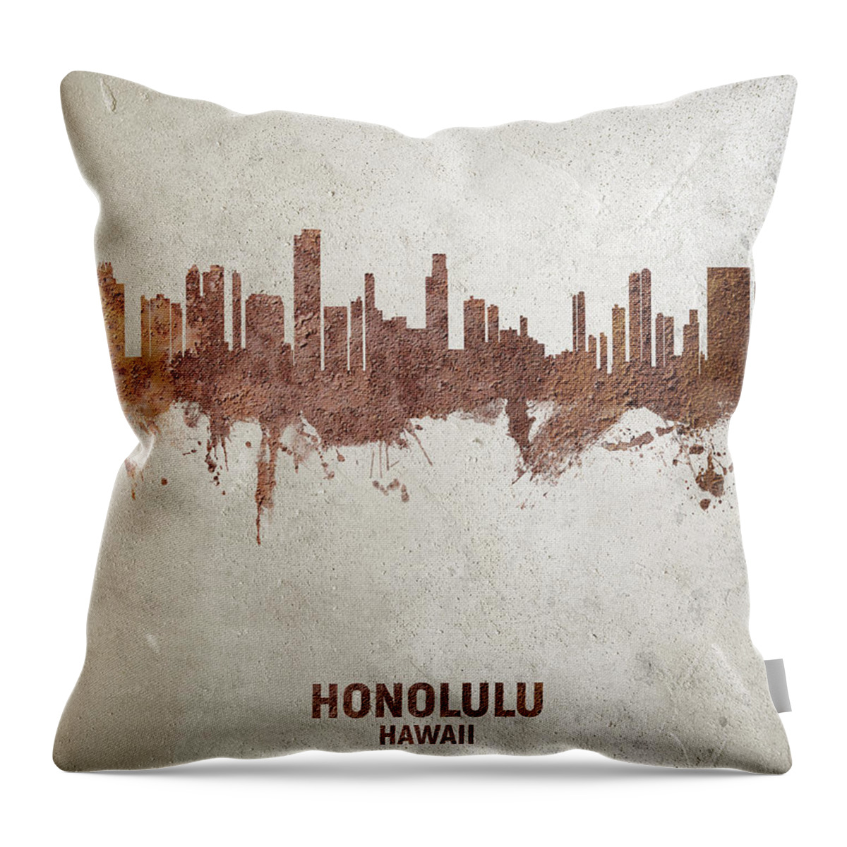 Honolulu Throw Pillow featuring the digital art Honolulu Hawaii Skyline #6 by Michael Tompsett