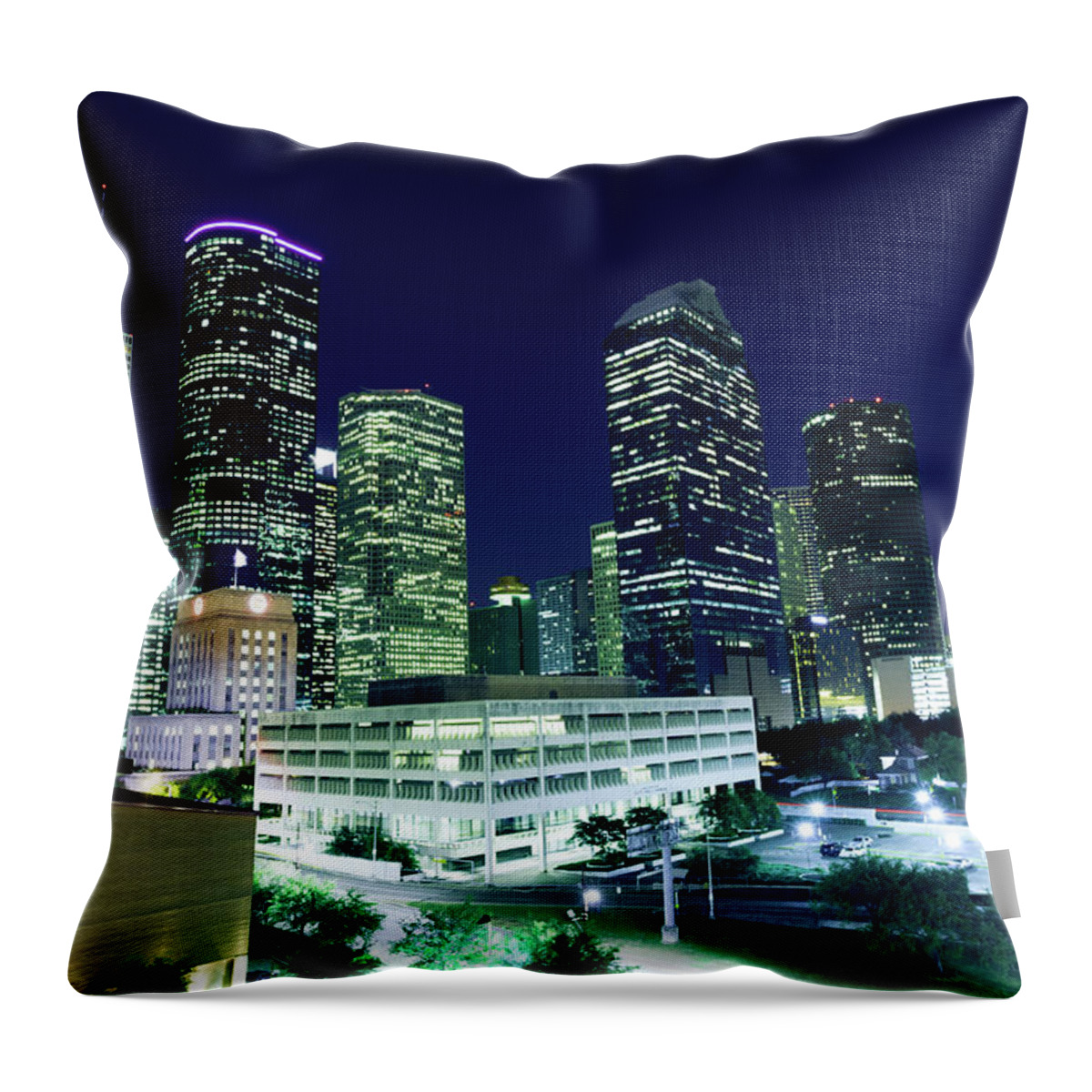 Scenics Throw Pillow featuring the photograph Houston Downtown #6 by Lightkey