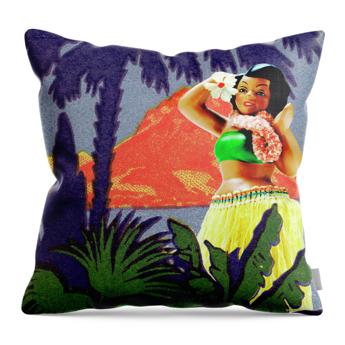 Activity Throw Pillow featuring the drawing Hula Dancer #6 by CSA Images
