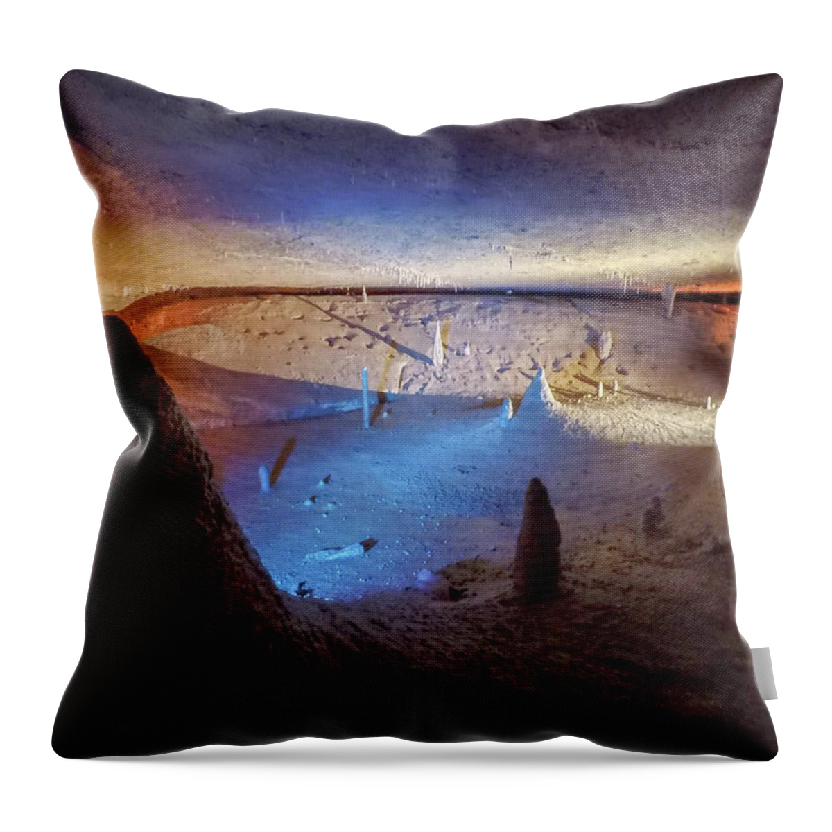 Way Throw Pillow featuring the photograph Pathway underground cave in forbidden cavers near sevierville te #6 by Alex Grichenko