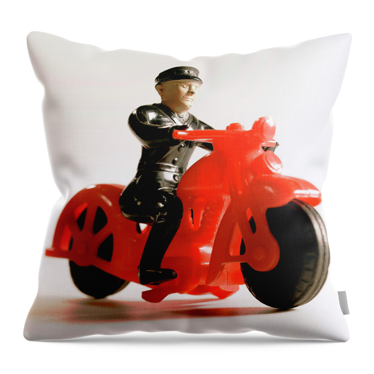 Accessories Throw Pillow featuring the drawing Policeman on Motorcycle #6 by CSA Images