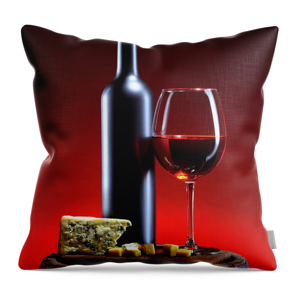 Cheese Throw Pillow featuring the photograph Red Wine Composition #6 by Valentinrussanov