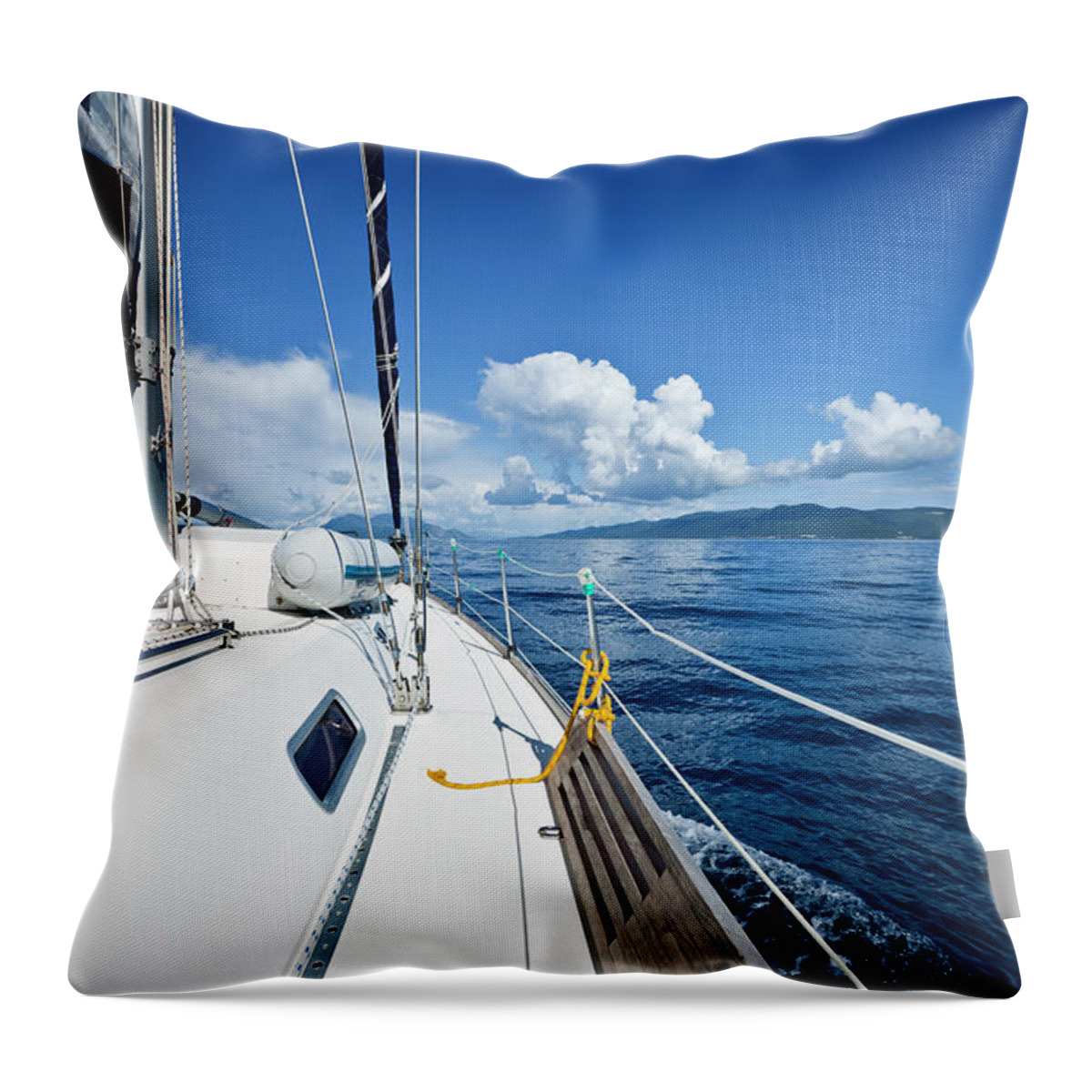 Curve Throw Pillow featuring the photograph Sailing With Sailboat #6 by Mbbirdy