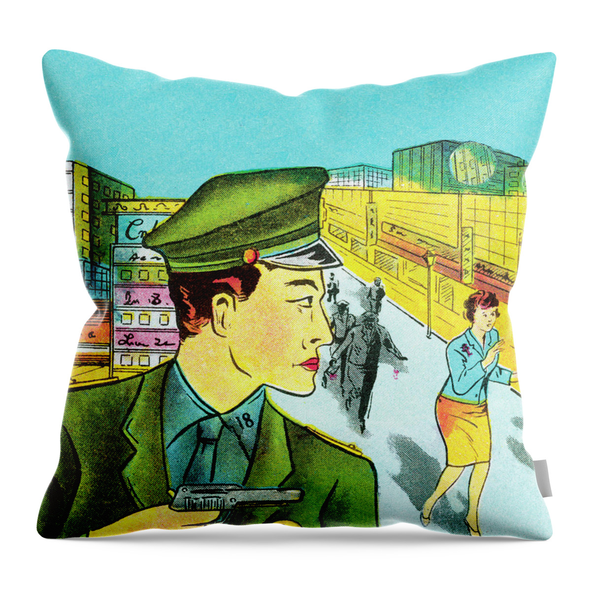 Campy Throw Pillow featuring the drawing Soldier #6 by CSA Images