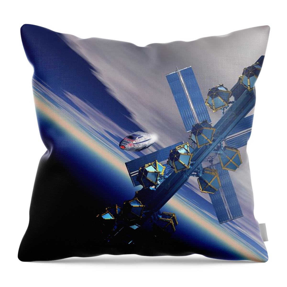 Built Structure Throw Pillow featuring the digital art Space Station, Artwork #6 by Victor Habbick Visions