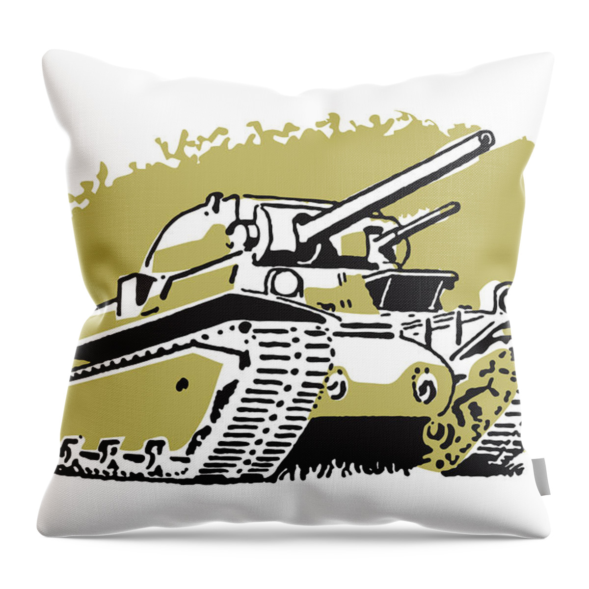 Armed Forces Throw Pillow featuring the drawing Tank #6 by CSA Images