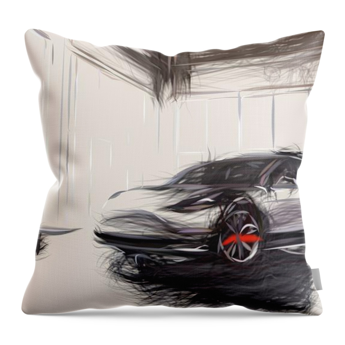 Tesla Throw Pillow featuring the digital art Tesla Model 3 Prototype Draw #7 by CarsToon Concept