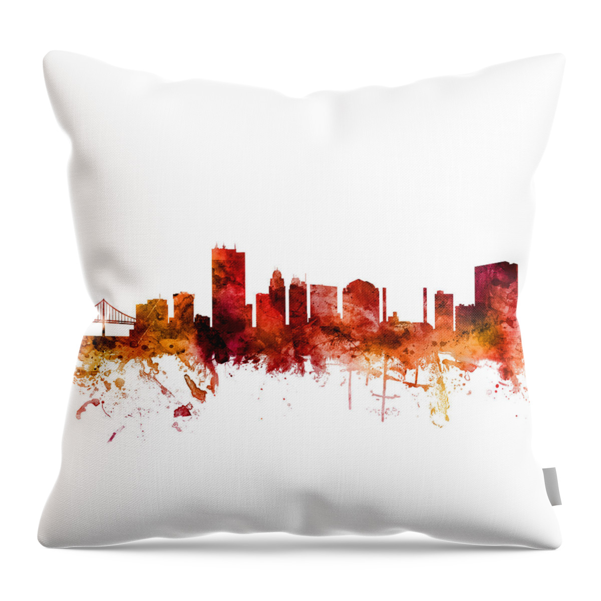 Toledo Throw Pillow featuring the digital art Toledo Ohio Skyline #6 by Michael Tompsett