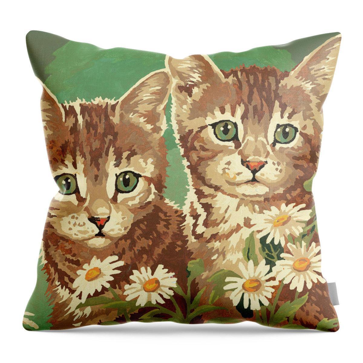 Animal Throw Pillow featuring the drawing Two kittens #6 by CSA Images