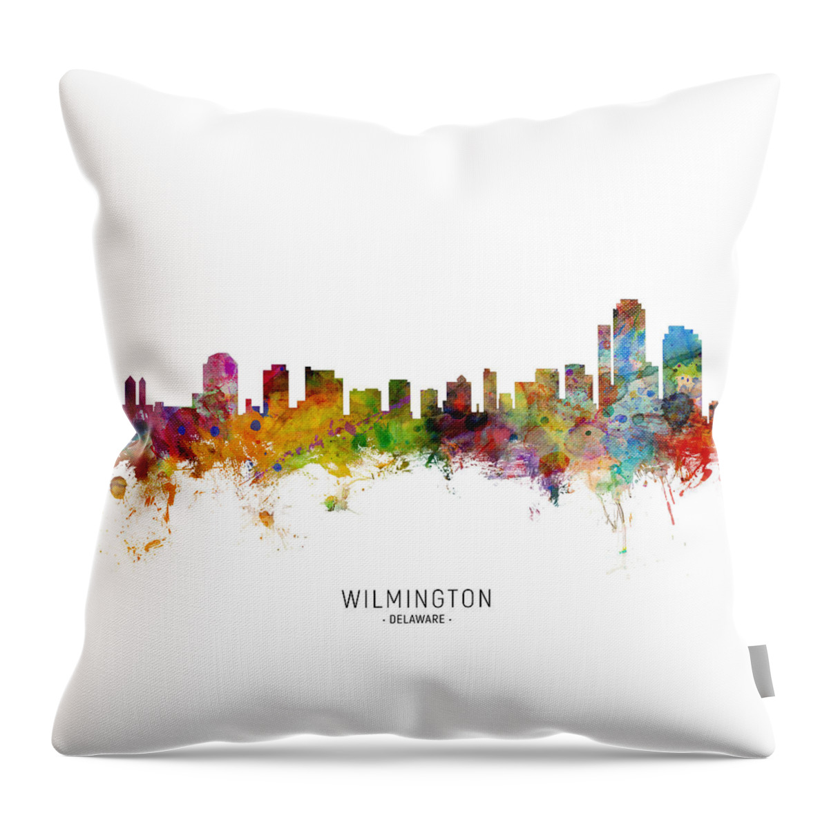 Wilmington Throw Pillow featuring the digital art Wilmington Delaware Skyline #6 by Michael Tompsett