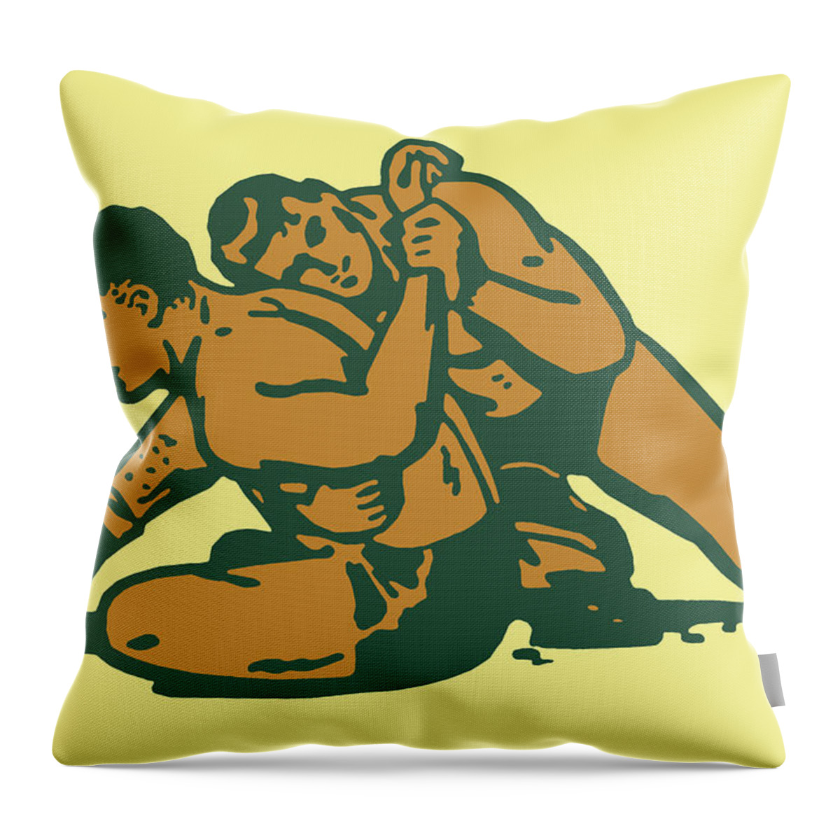 Athlete Throw Pillow featuring the drawing Wrestlers #6 by CSA Images