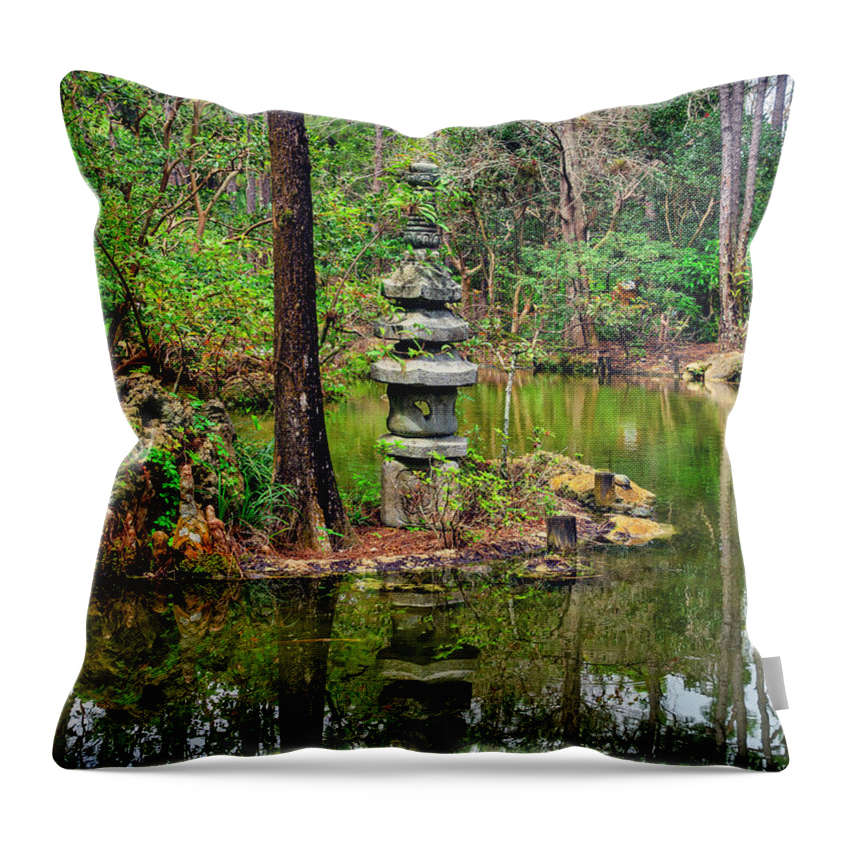 Estock Throw Pillow featuring the digital art Florida, South Florida, Delray Beach, Morikami Japanese Gardens #7 by Laura Zeid
