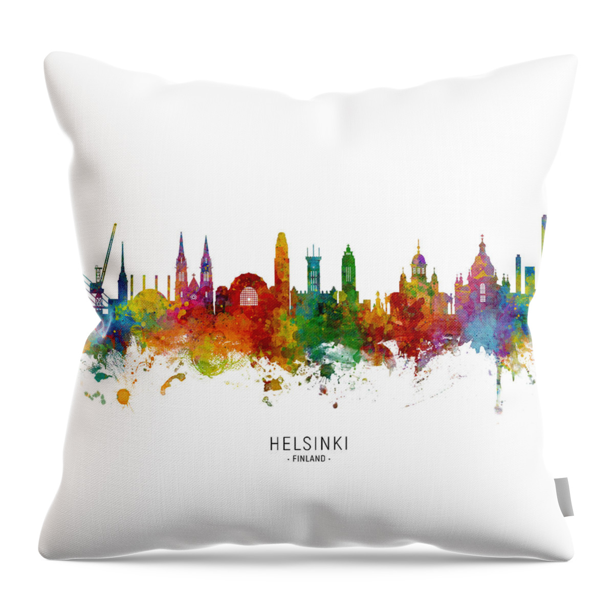 Helsinki Throw Pillow featuring the digital art Helsinki Finland Skyline #7 by Michael Tompsett