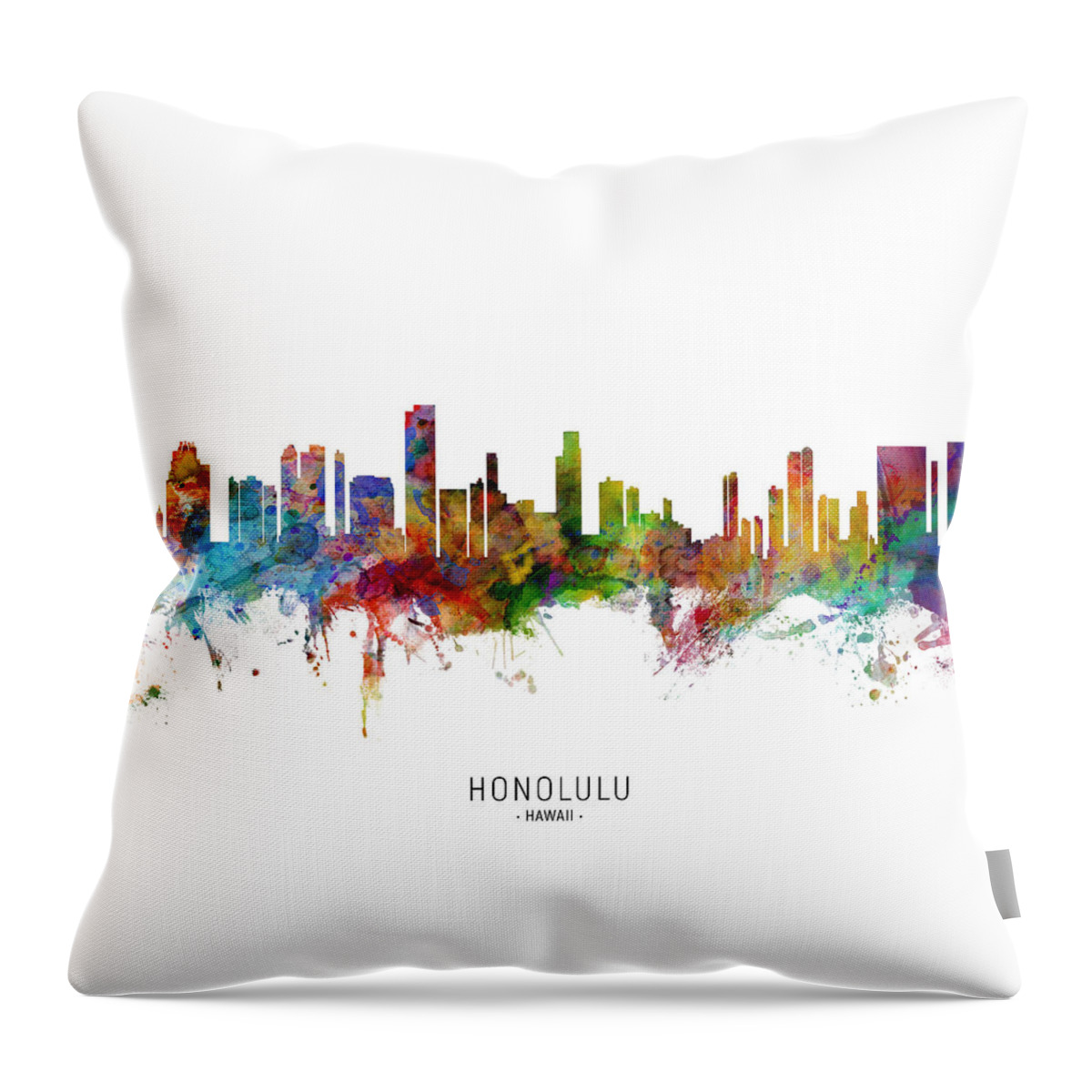 Honolulu Throw Pillow featuring the digital art Honolulu Hawaii Skyline #7 by Michael Tompsett
