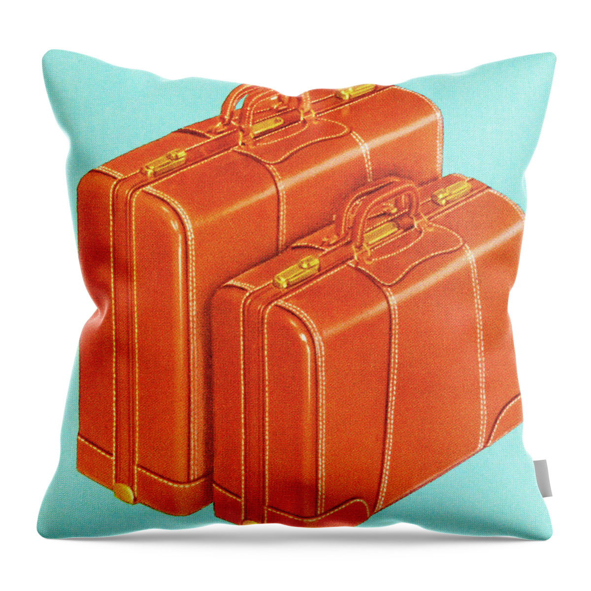Bag Throw Pillow featuring the drawing Luggage #7 by CSA Images