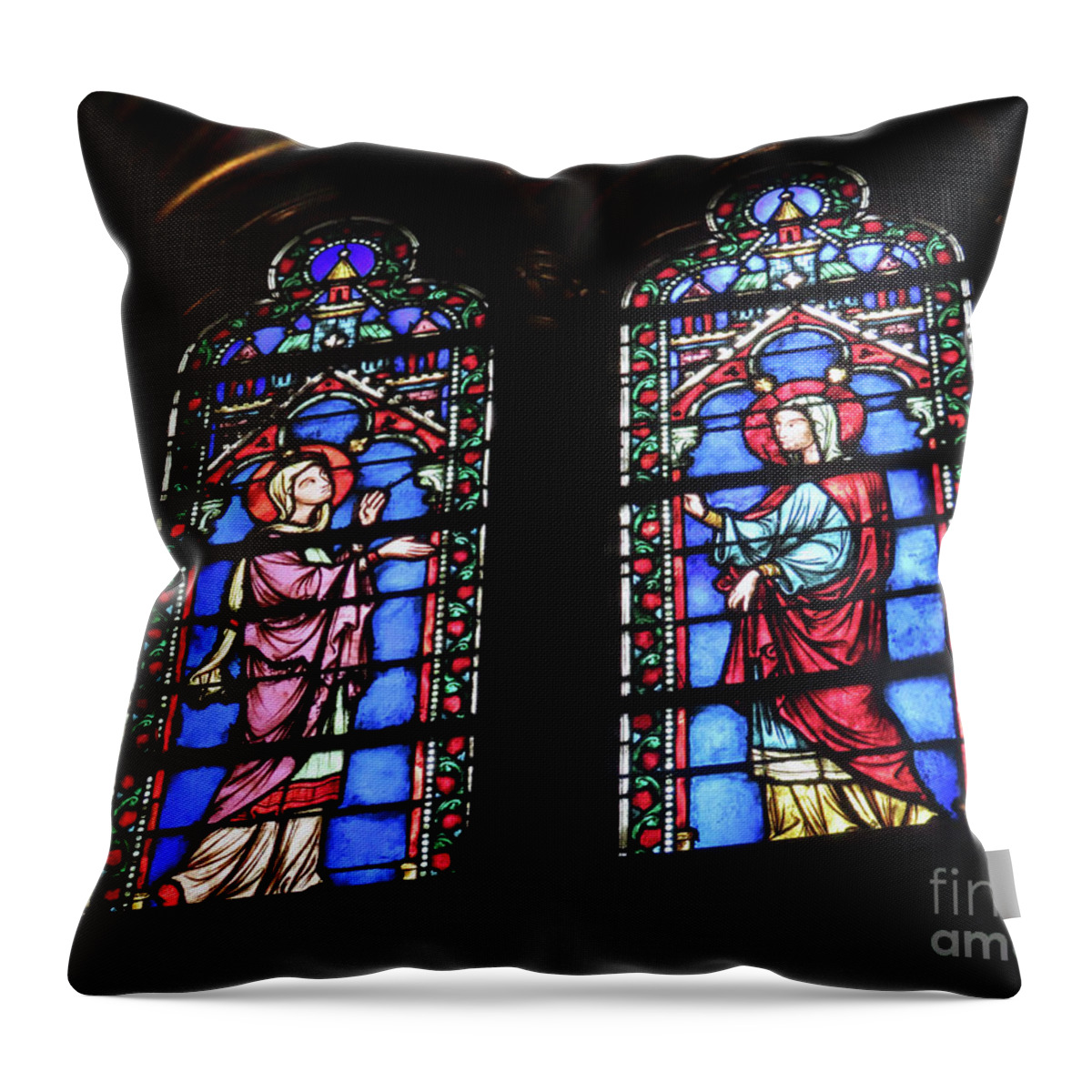 Ste-chapelle Throw Pillow featuring the photograph STE-CHAPELLE interior Paris, France #7 by Steven Spak