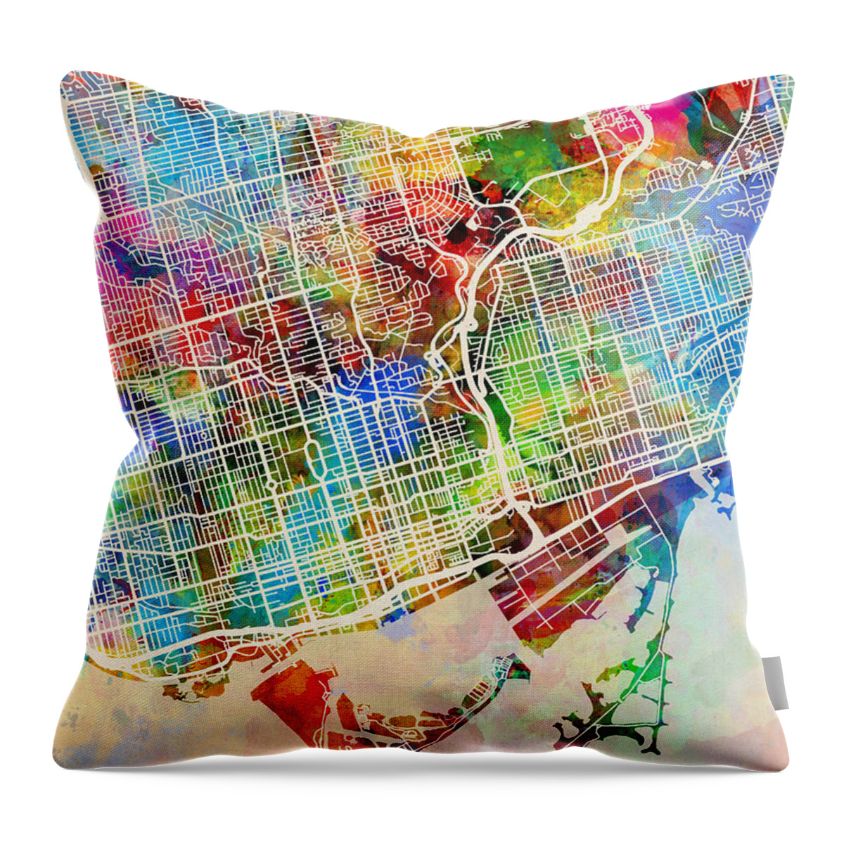 Toronto Throw Pillow featuring the digital art Toronto Street Map #7 by Michael Tompsett
