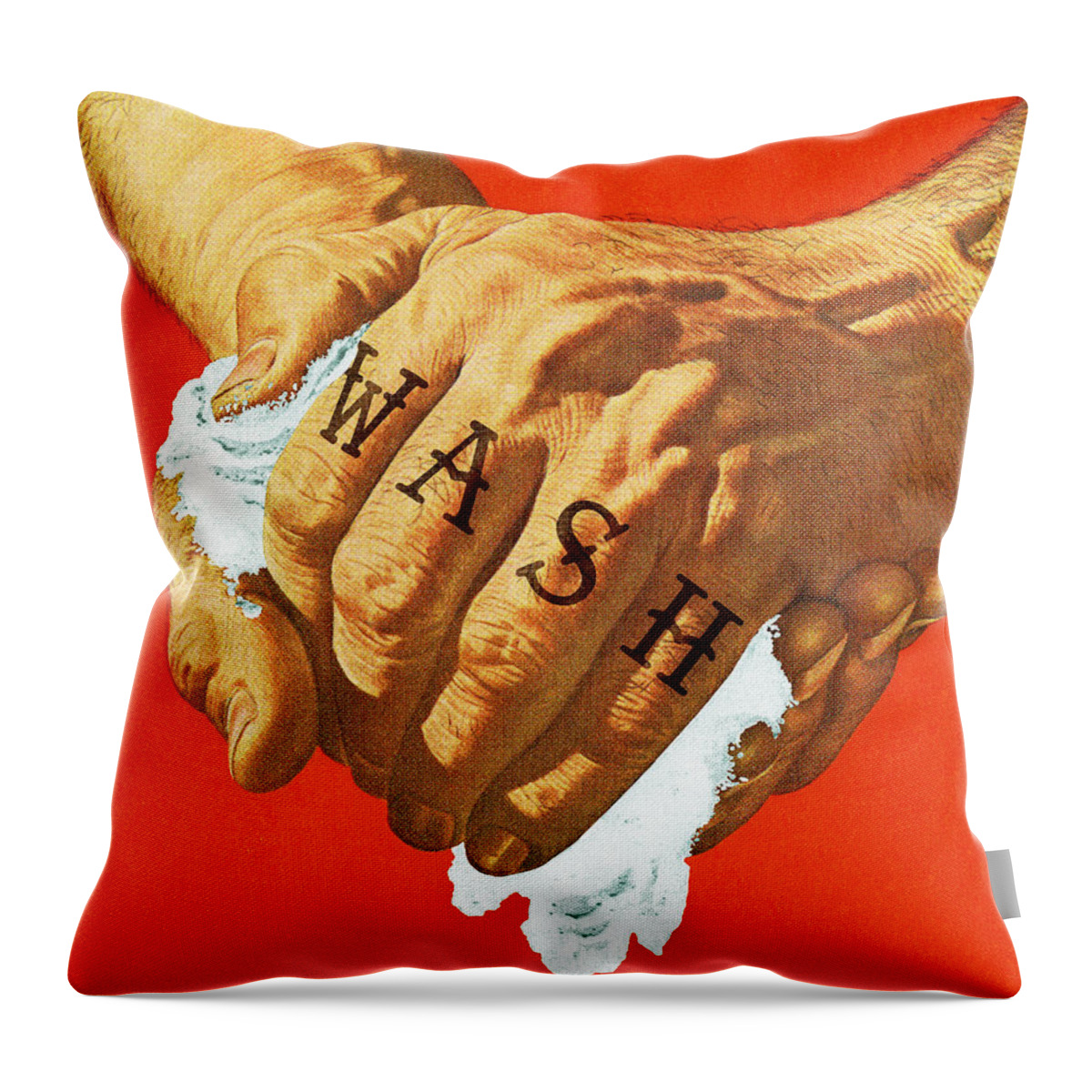 Adult Throw Pillow featuring the drawing Washing Hands #7 by CSA Images