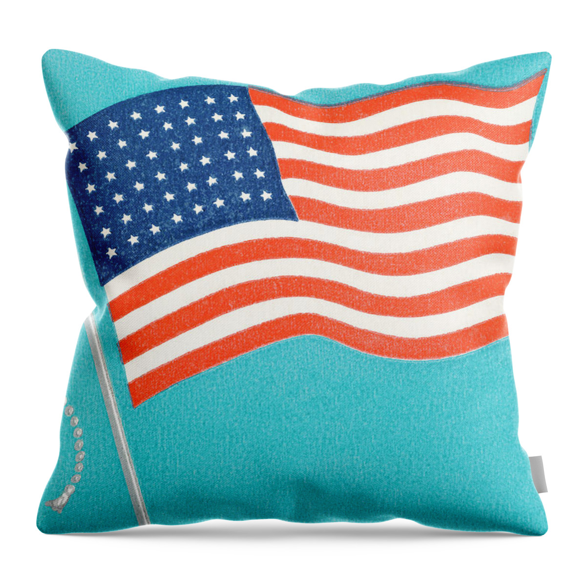 4th Of July Throw Pillow featuring the drawing American flag #8 by CSA Images