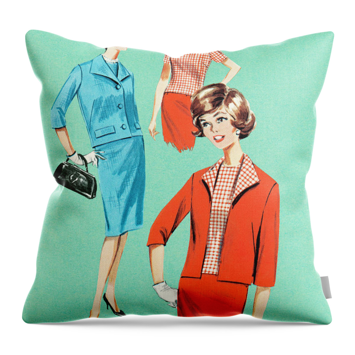 Accessories Throw Pillow featuring the drawing Fashionable women #8 by CSA Images