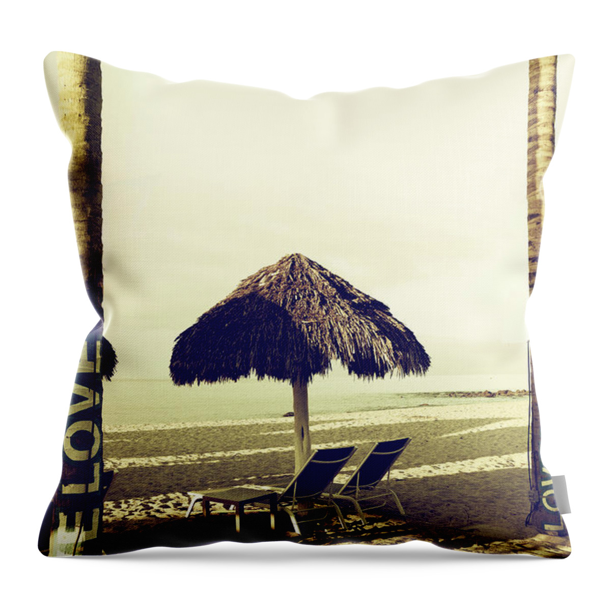 Estock Throw Pillow featuring the digital art Mexico, Nayarit, Beach Scene At La Manzanilla Beach #8 by Claudia Uripos