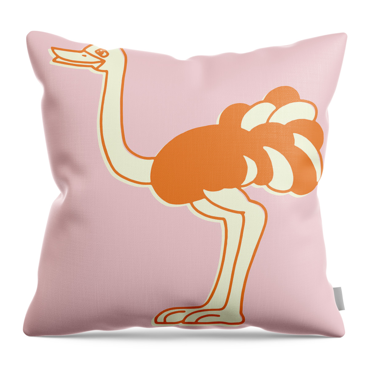 Animal Throw Pillow featuring the drawing Ostrich #8 by CSA Images