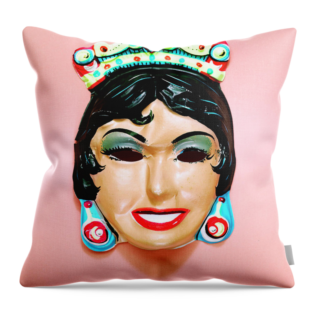 Beautiful Throw Pillow featuring the drawing Princess Mask #8 by CSA Images
