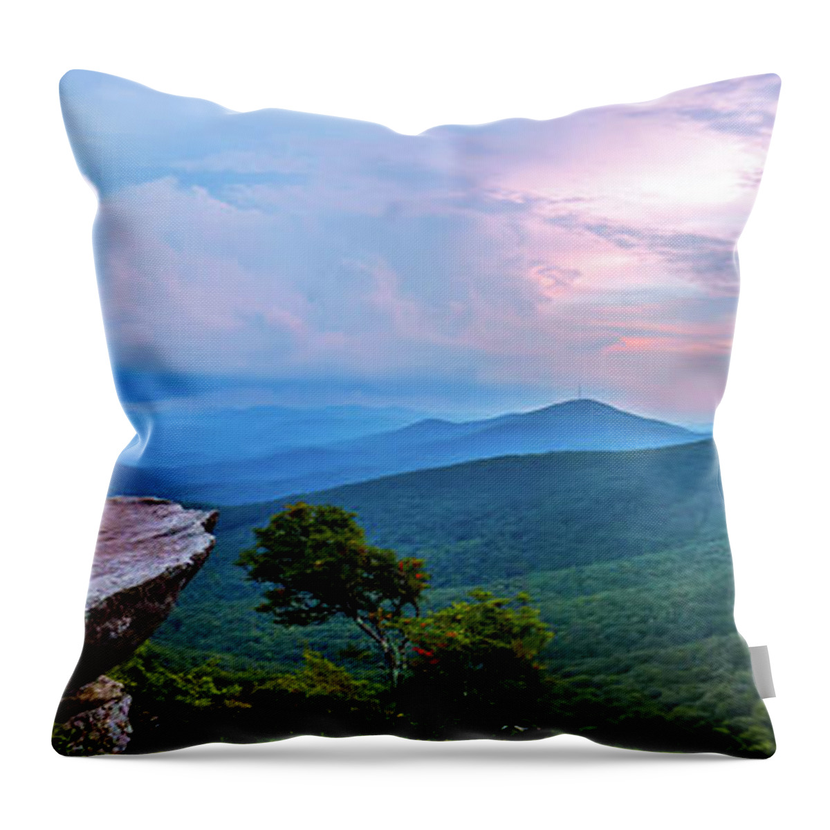 Light Throw Pillow featuring the photograph Rough Ridge Overlook Viewing Area Off Blue Ridge Parkway Scenery #8 by Alex Grichenko