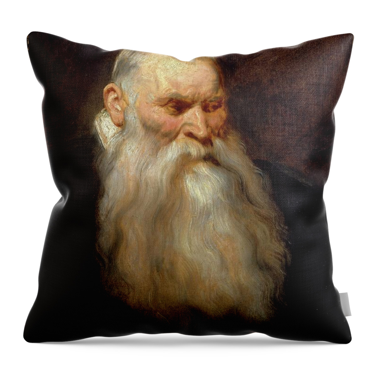 Portrait Throw Pillow featuring the painting Study Head Of An Old Man With A White Beard by Anthony Van Dyck