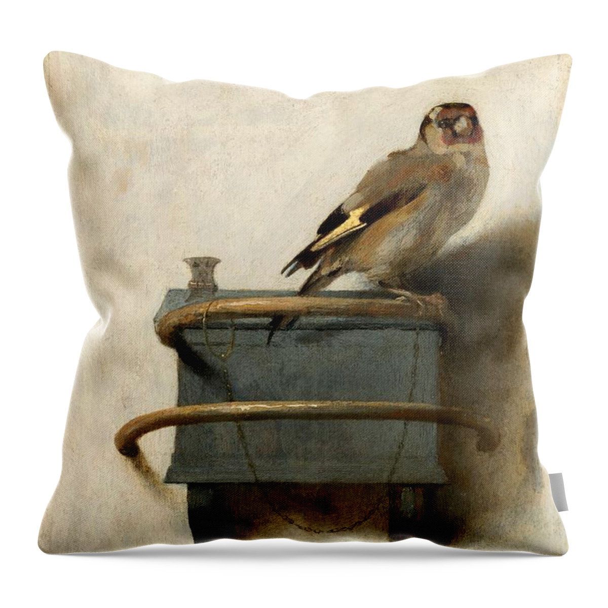 Carel Fabritius Throw Pillow featuring the painting The Goldfinch #2 by Carel Fabritius