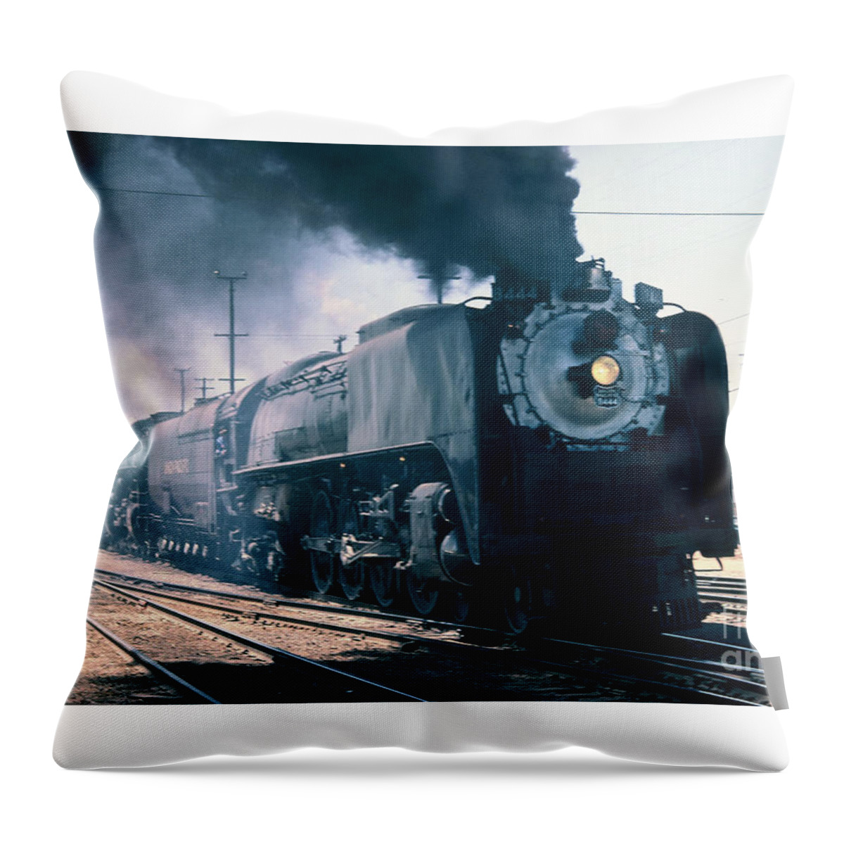 Train Throw Pillow featuring the photograph VINTAGE RAILROAD - Union Pacific 8444 Steam Engine by John and Sheri Cockrell