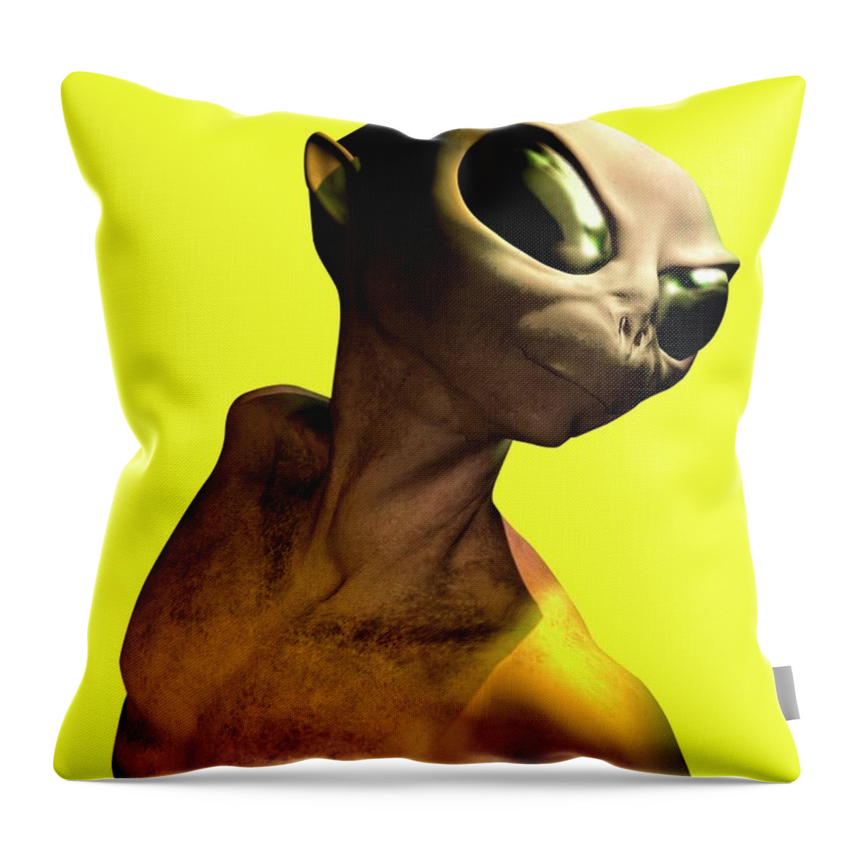 Looking Over Shoulder Throw Pillow featuring the digital art Alien, Artwork #9 by Victor Habbick Visions