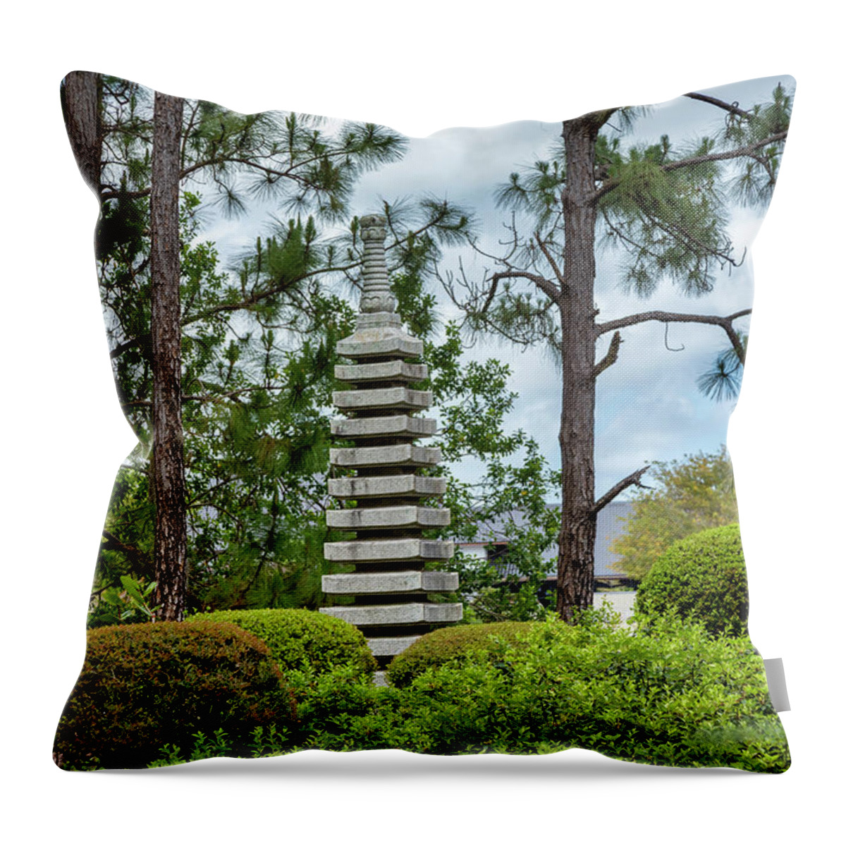 Estock Throw Pillow featuring the digital art Florida, South Florida, Delray Beach, Morikami Japanese Gardens #9 by Lumiere