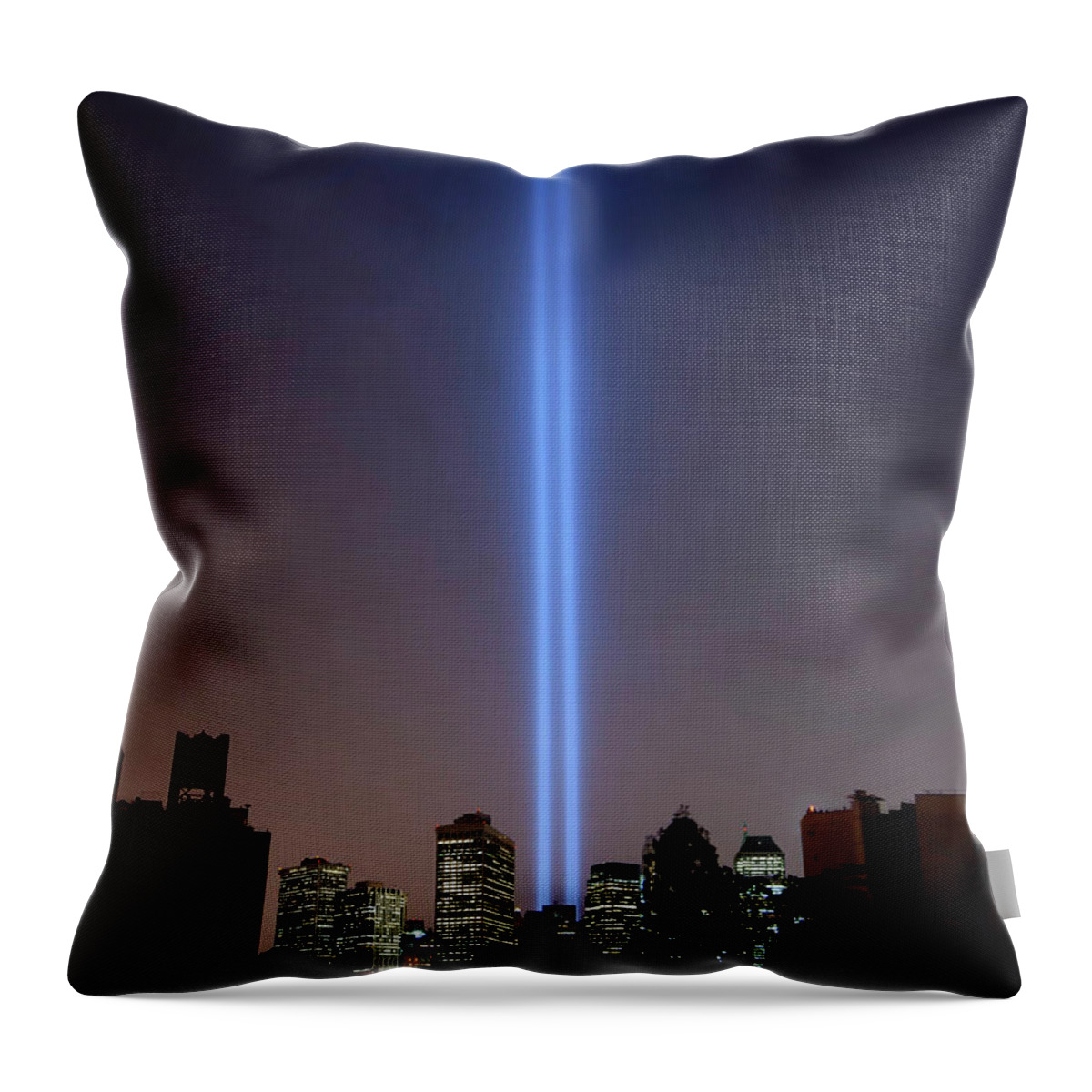 Laser Throw Pillow featuring the photograph 911 Light Memorial by © Rick Elkins