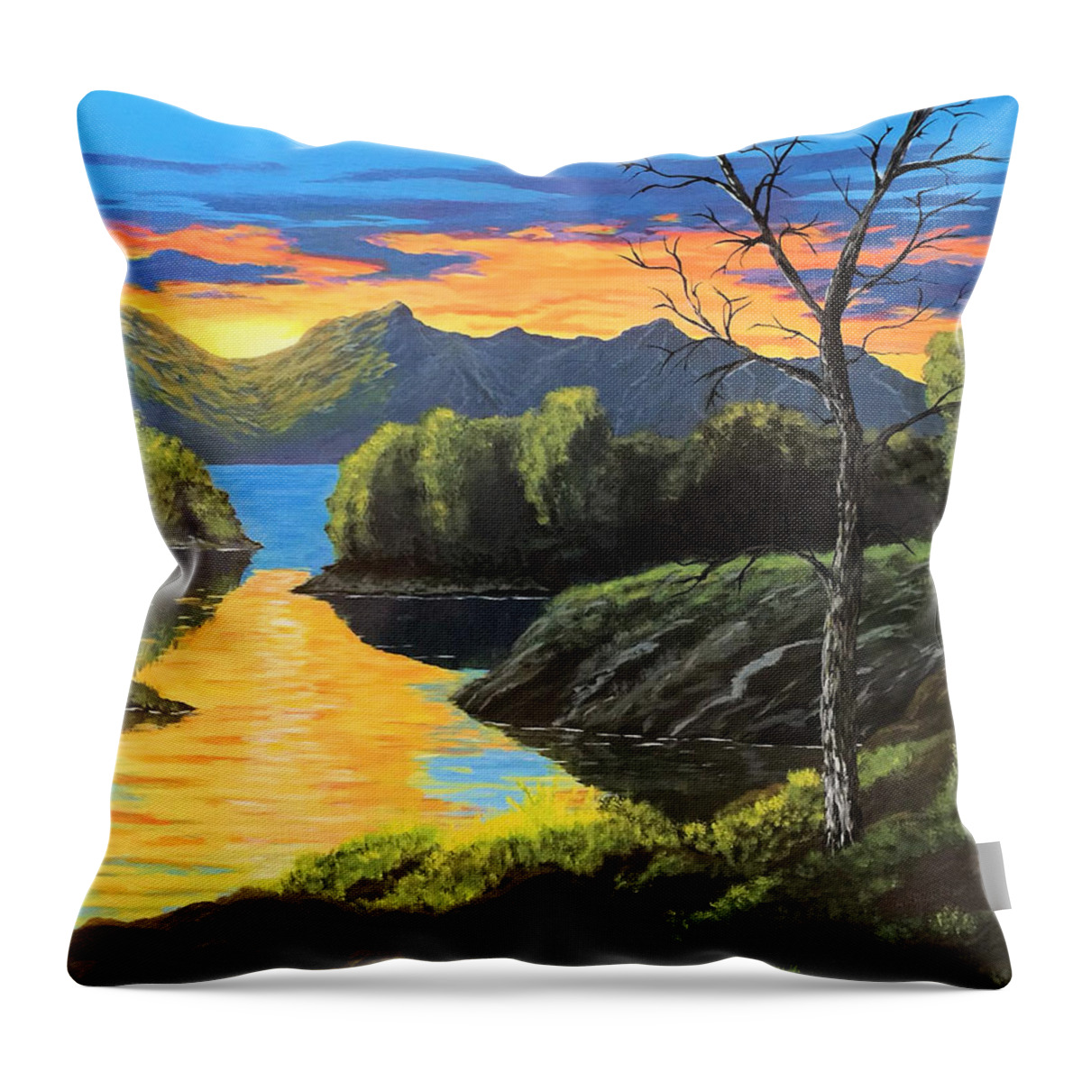 Landacape Throw Pillow featuring the painting A-814 by Art by Gabriele