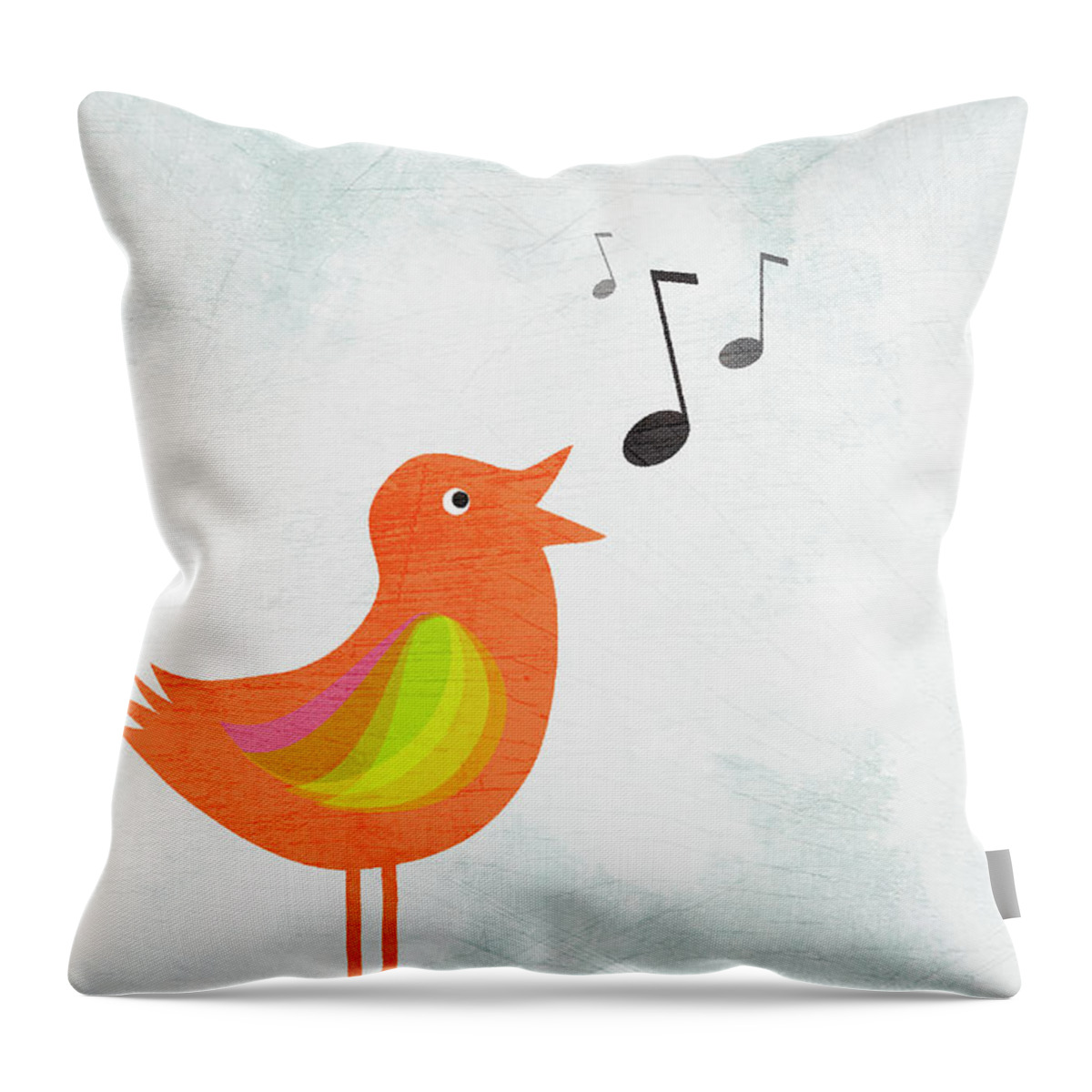 Music Throw Pillow featuring the digital art A Bird Singing by Jutta Kuss
