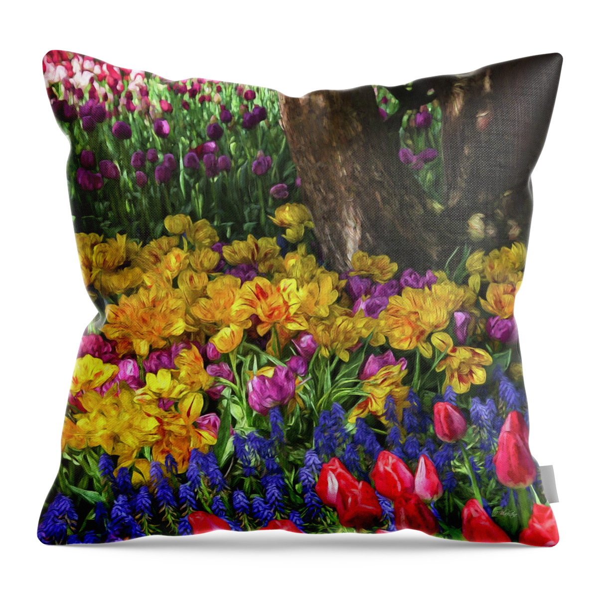 A Brush With Spring Throw Pillow featuring the painting A Brush With Spring - Flower Art by Jordan Blackstone