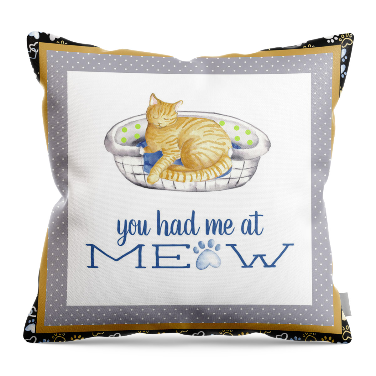 Cats Throw Pillow featuring the mixed media A Cats Life IIi by Andi Metz
