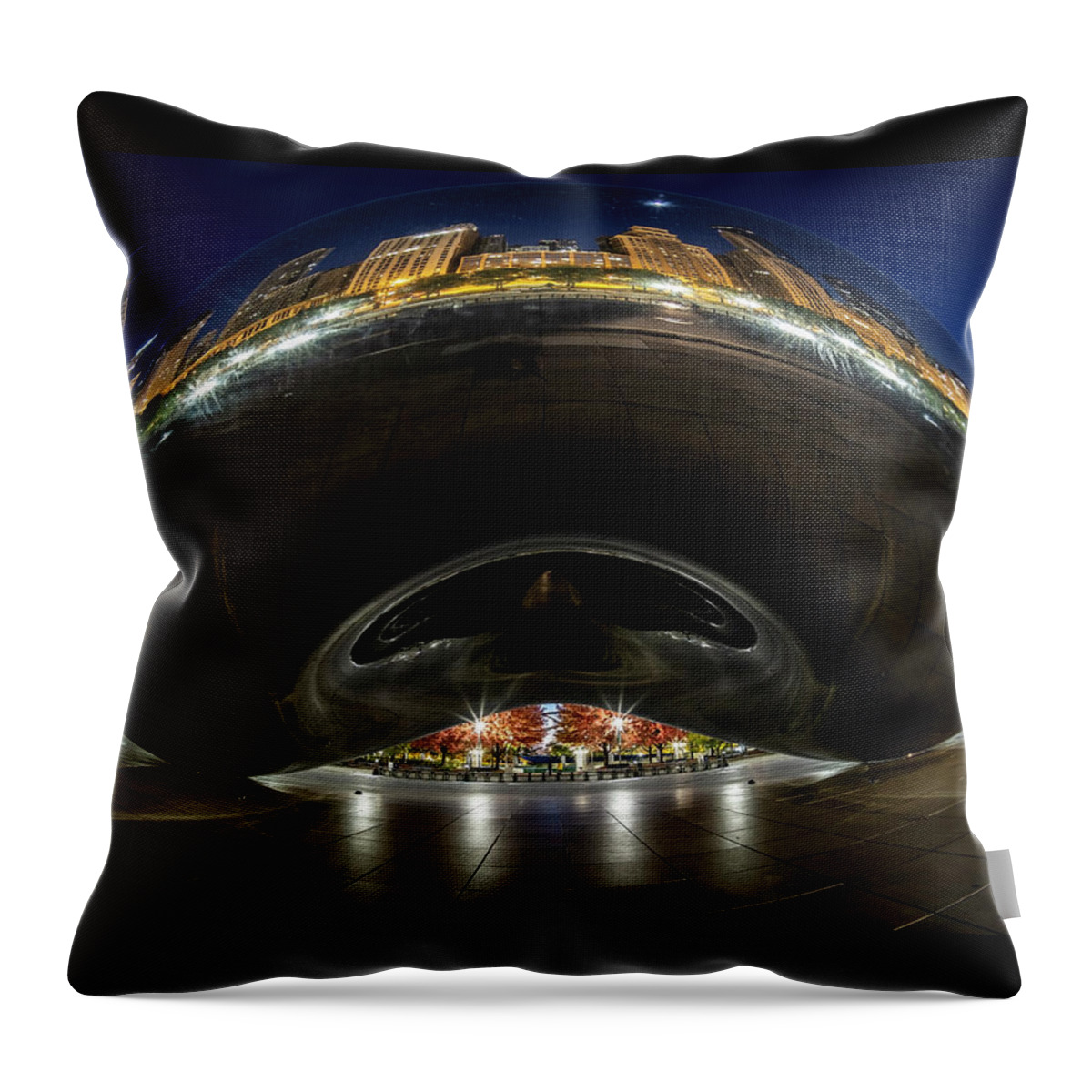 Bean Throw Pillow featuring the photograph A Fisheye perspective of Chicago's Bean by Sven Brogren