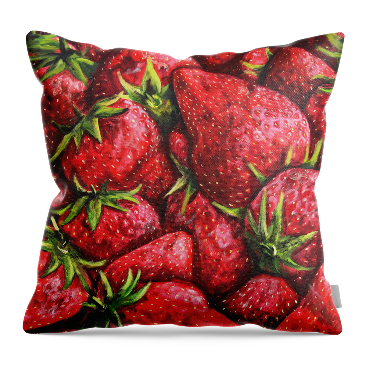 Strawberry Throw Pillow featuring the painting A Fresh Summer by Shana Rowe Jackson