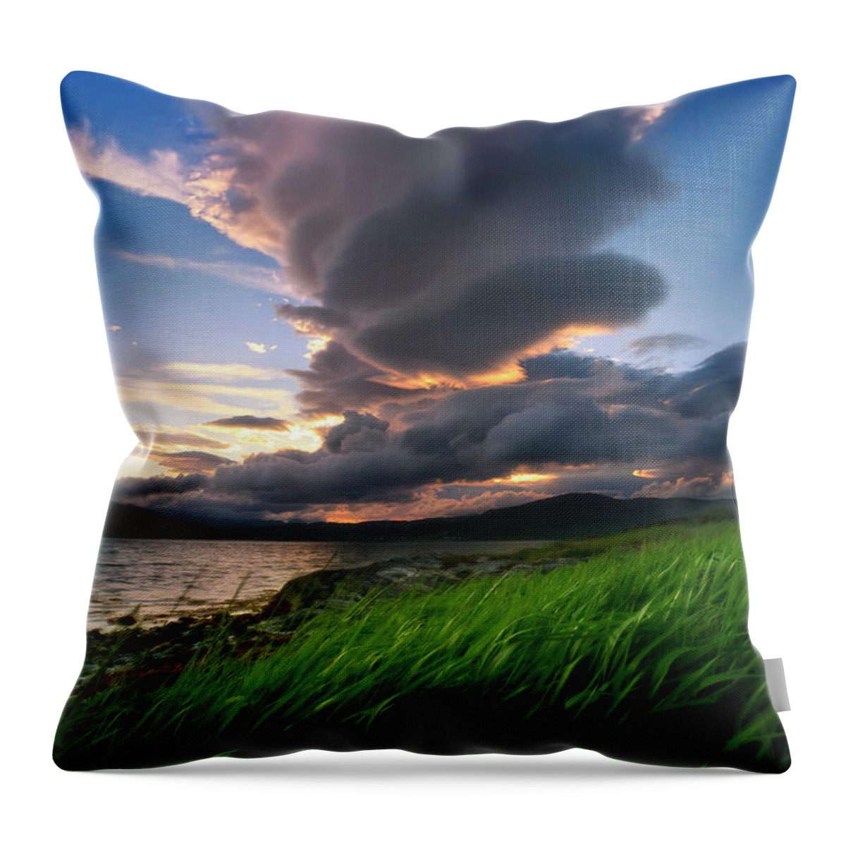 Scenics Throw Pillow featuring the photograph A Giant Stacked Lenticular Cloud Over by Stocktrek Images/arild Heitmann
