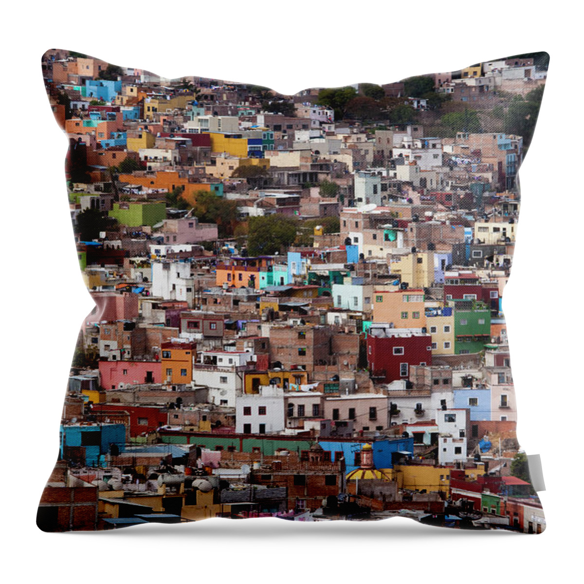 Built Structure Throw Pillow featuring the photograph A Hillside Of Colorful Buildings, In by Mint Images - Art Wolfe