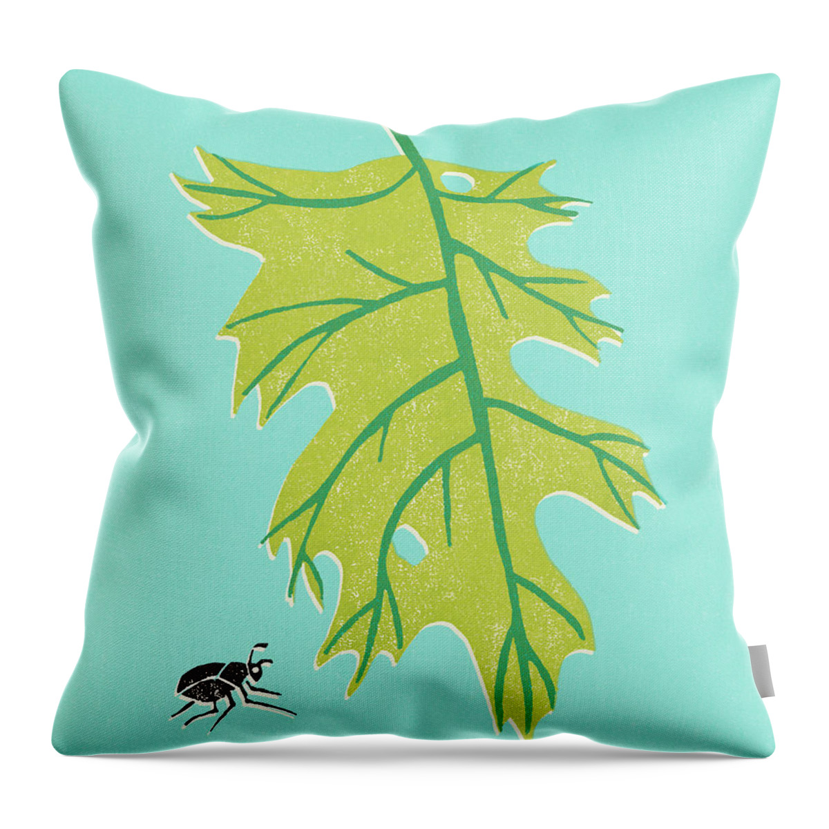 Animal Throw Pillow featuring the drawing A Leaf and a Bug by CSA Images