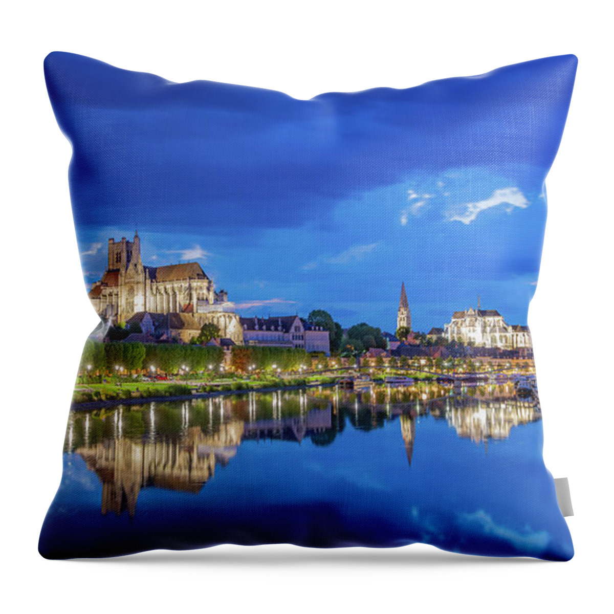 Auxerre Throw Pillow featuring the photograph A Night to Remember in Auxerre by Marcy Wielfaert