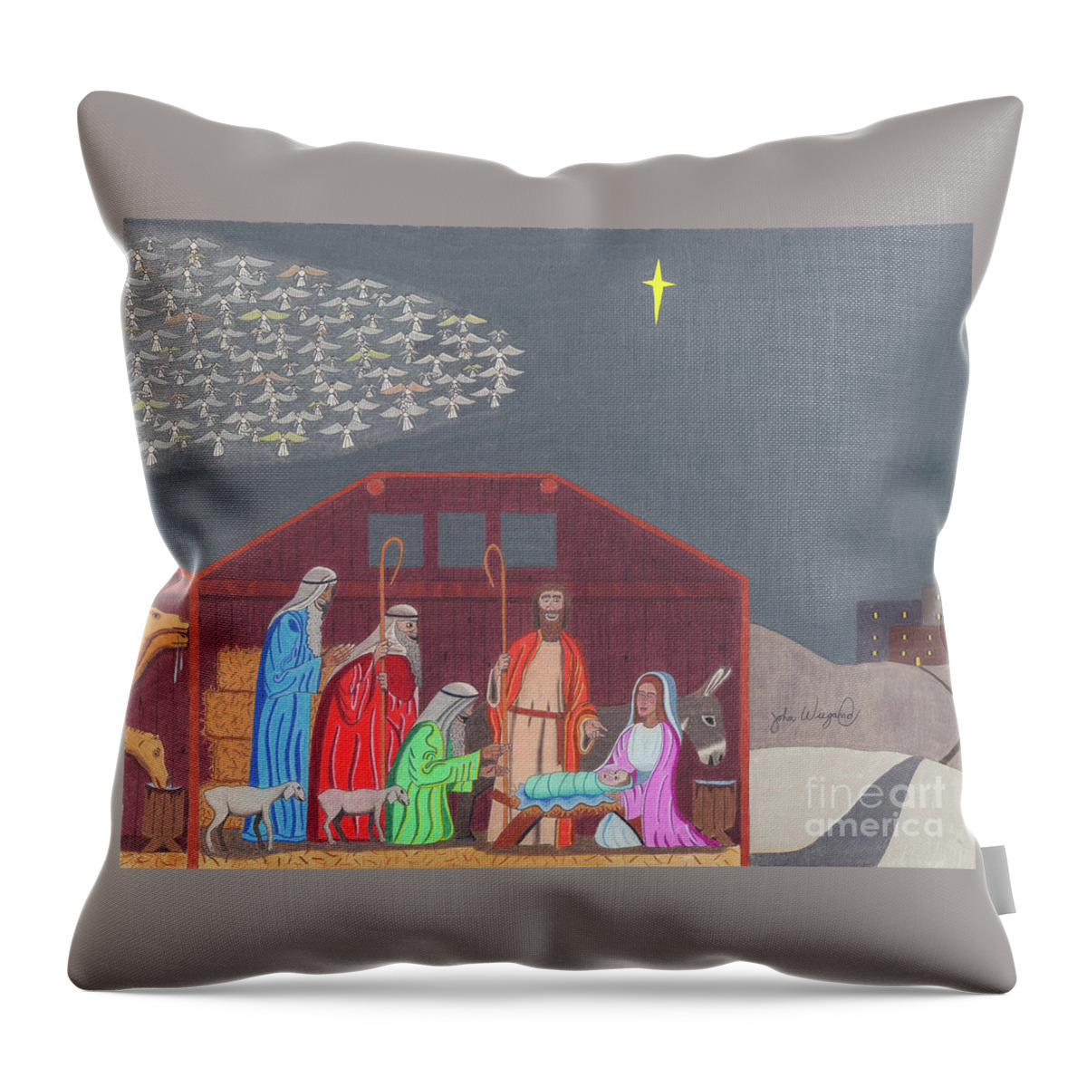 North Star Throw Pillow featuring the drawing A Star Is Born by John Wiegand