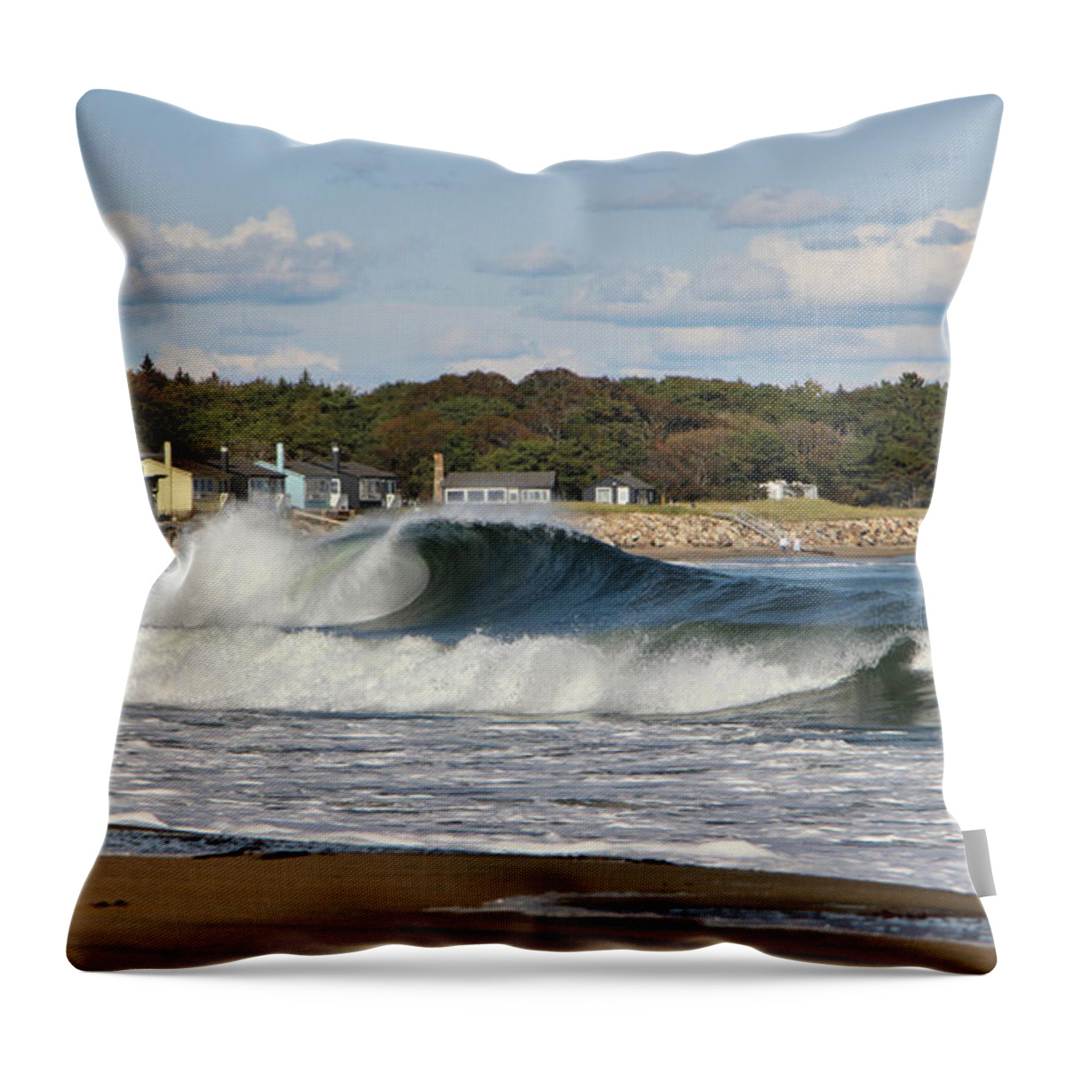 Landscape Throw Pillow featuring the photograph A Surfers Paradise At Popham Beach by Sandra Huston