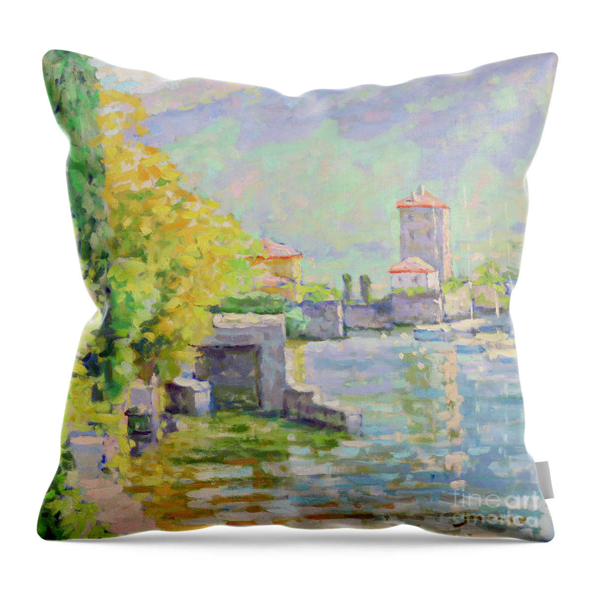 Jerry Fresia Throw Pillow featuring the painting A Taste of Summer in May by Jerry Fresia